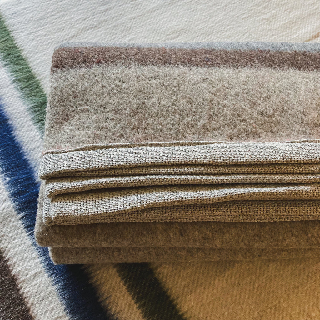 Light Gray Brushed Wool Handwoven Blanket with Tailored Edge