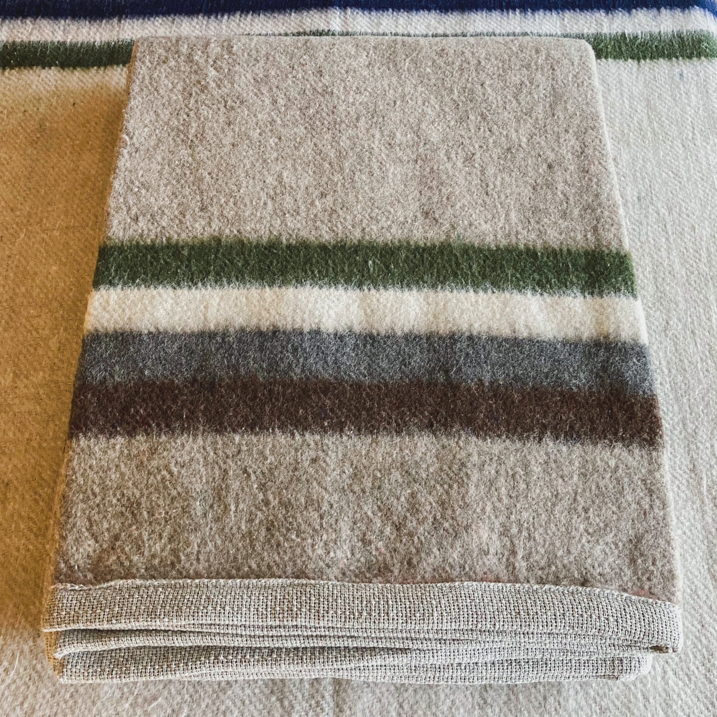 Light Gray Brushed Wool Handwoven Blanket with Tailored Edge
