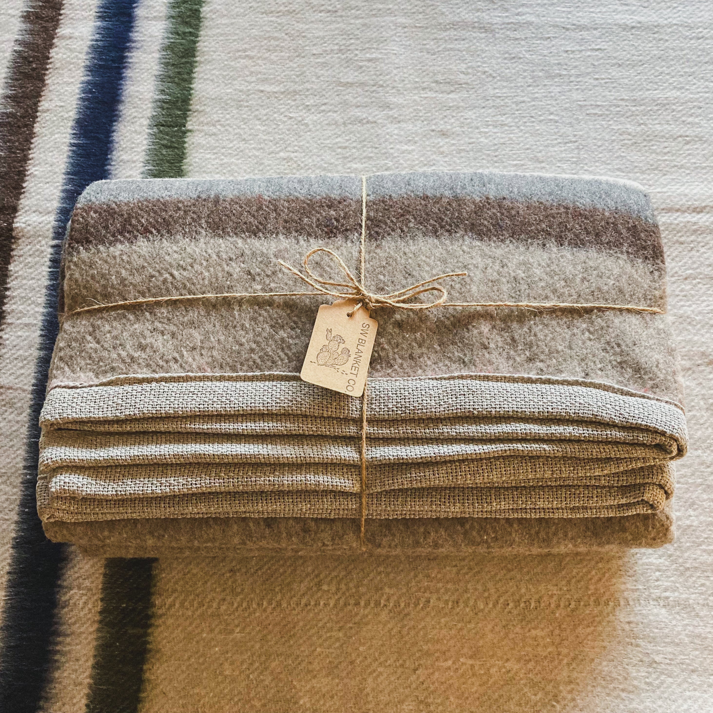 Light Gray Brushed Wool Handwoven Blanket with Tailored Edge