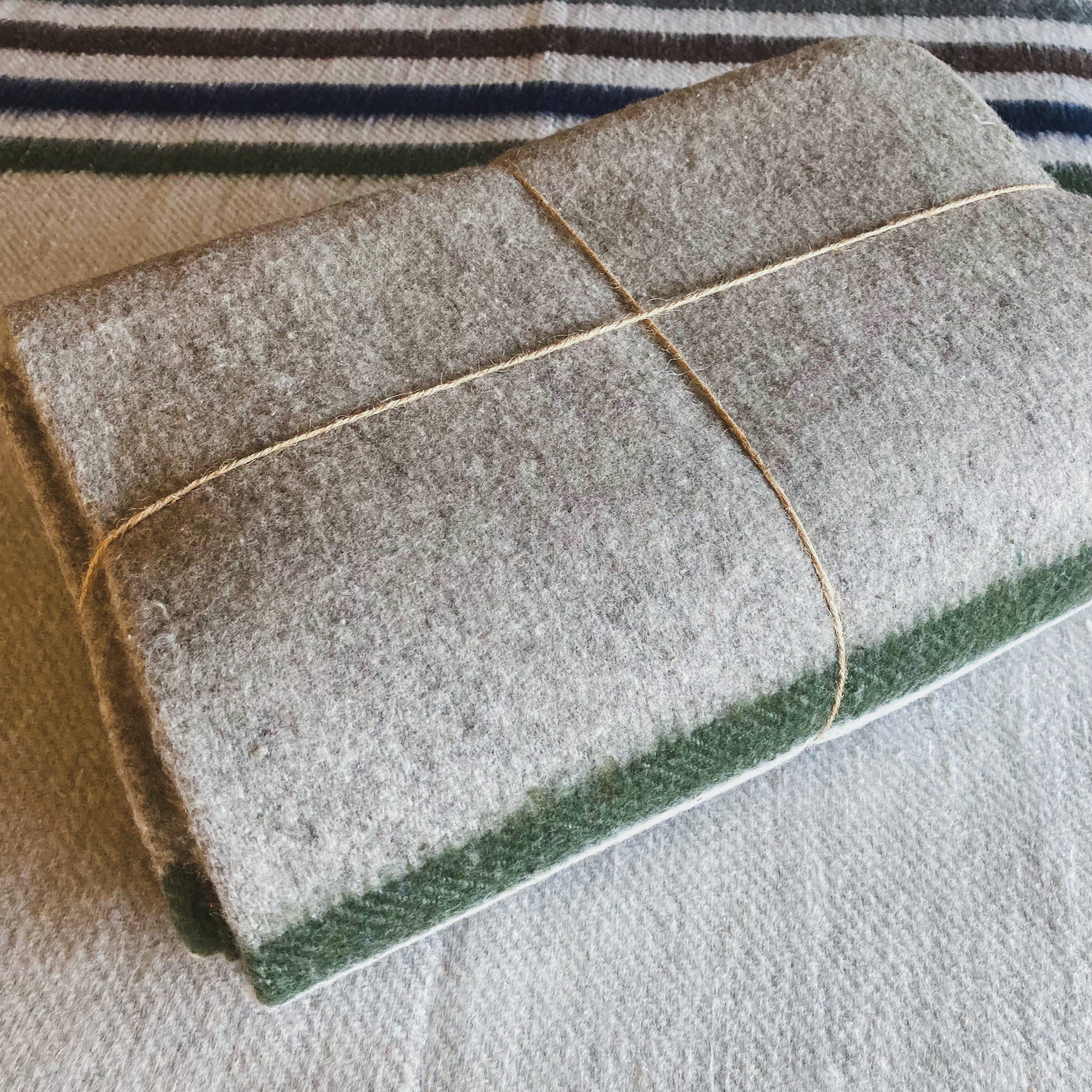 Light Gray Brushed Wool Handwoven Blanket with Tailored Edge