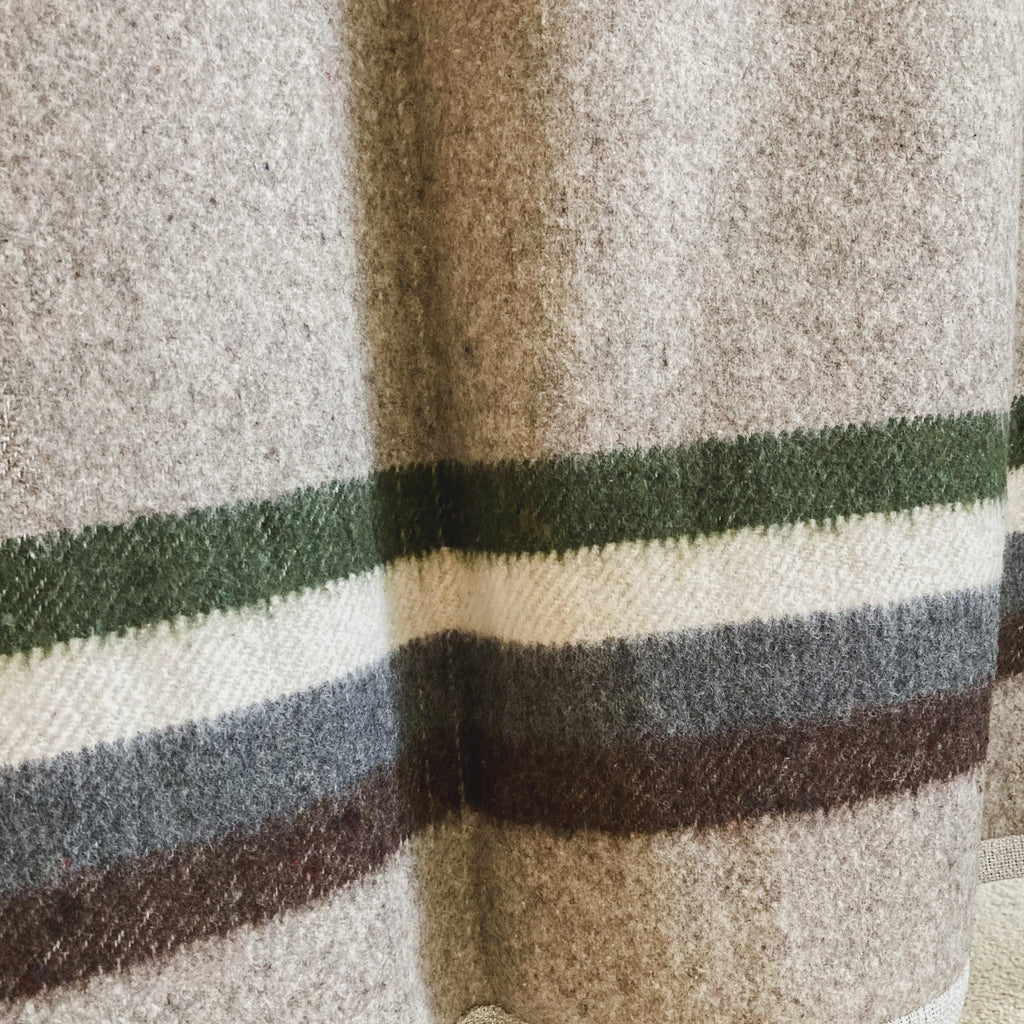 Light Gray Brushed Wool Handwoven Blanket with Tailored Edge