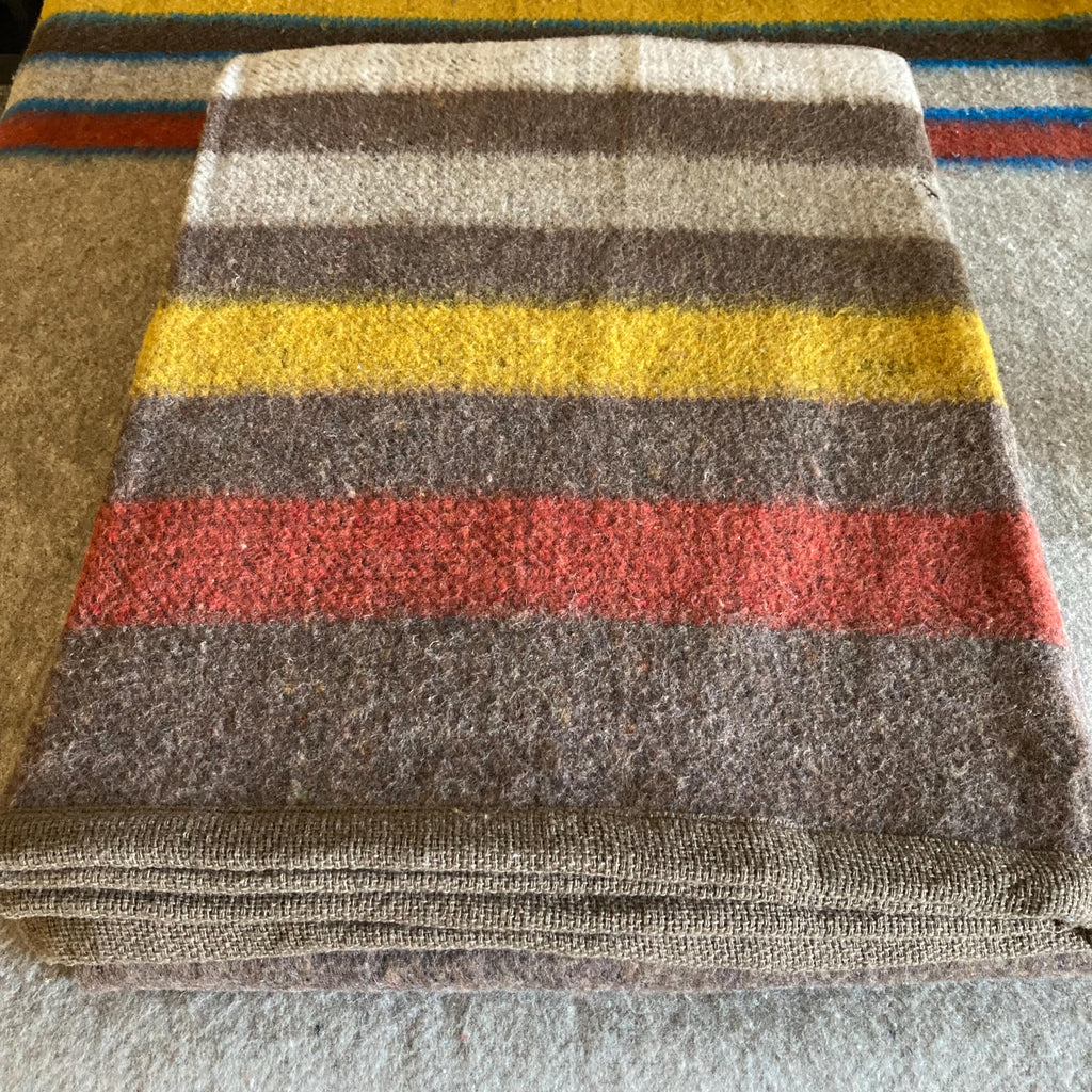 Brown Brushed Wool Handwoven Blanket with Tailored Edge