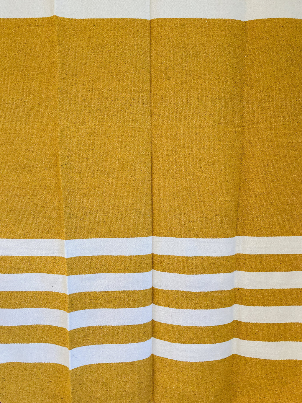 Gold and White Traditional Handwoven Wool Blanket