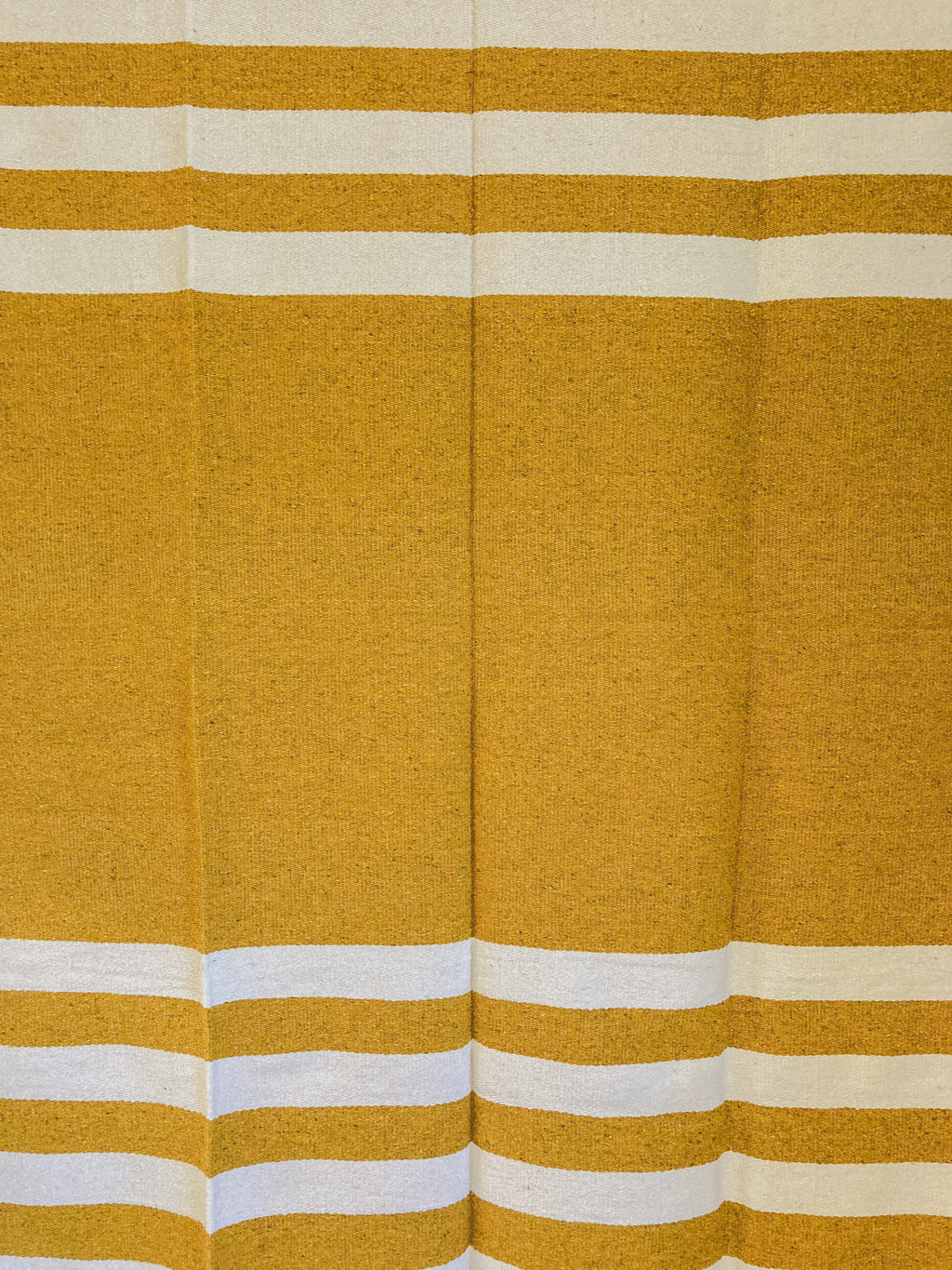 Gold and White Traditional Handwoven Wool Blanket