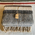 XL Gray Brushed Wool Handwoven Blanket with Fringe