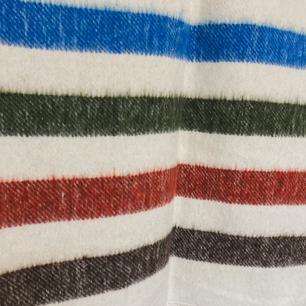 Off White Brushed Wool Handwoven Blanket with Tailored Edge
