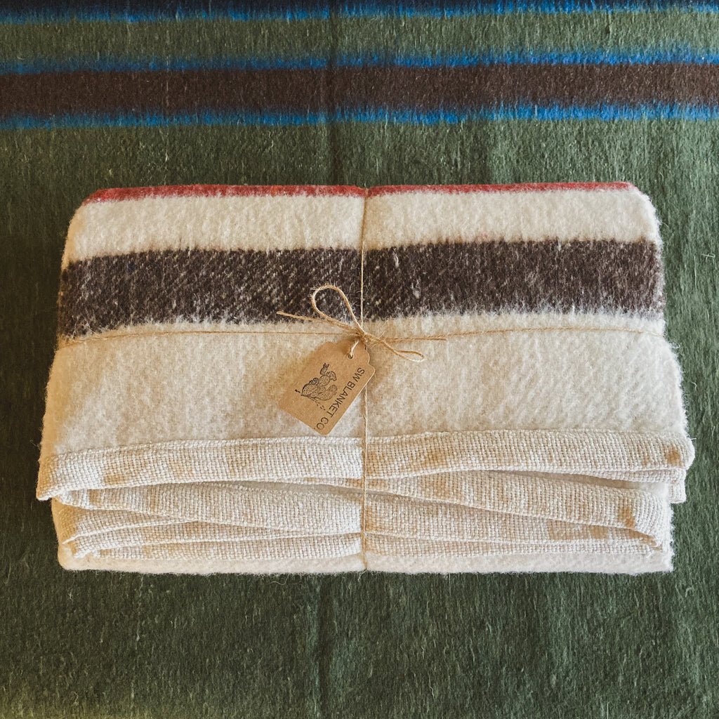 Off White Brushed Wool Handwoven Blanket with Tailored Edge