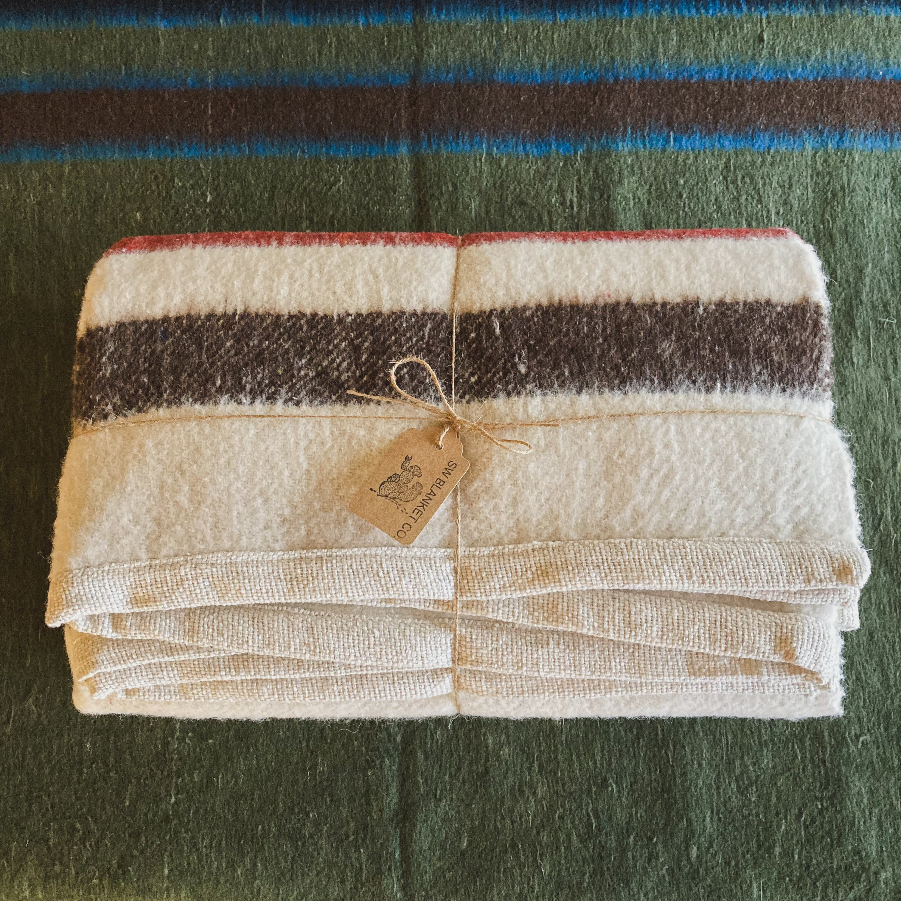 Off White Brushed Wool Handwoven Blanket with Tailored Edge