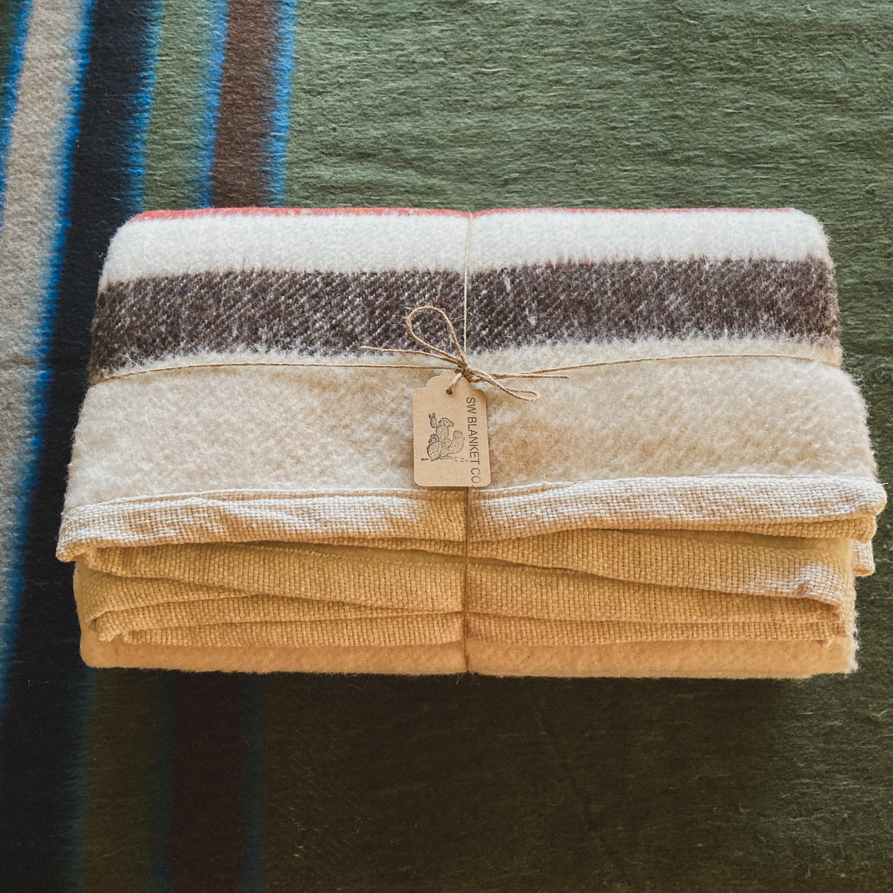 Off White Brushed Wool Handwoven Blanket with Tailored Edge