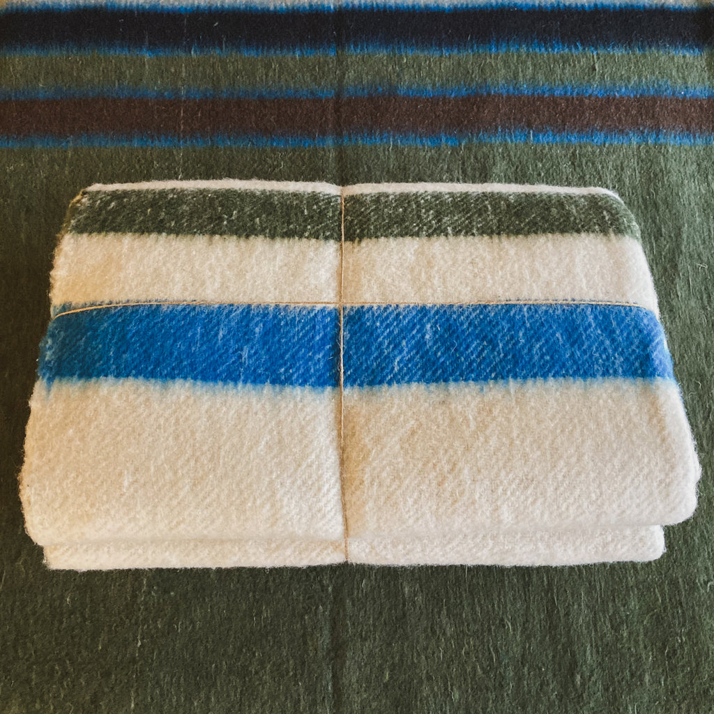 Off White Brushed Wool Handwoven Blanket with Tailored Edge