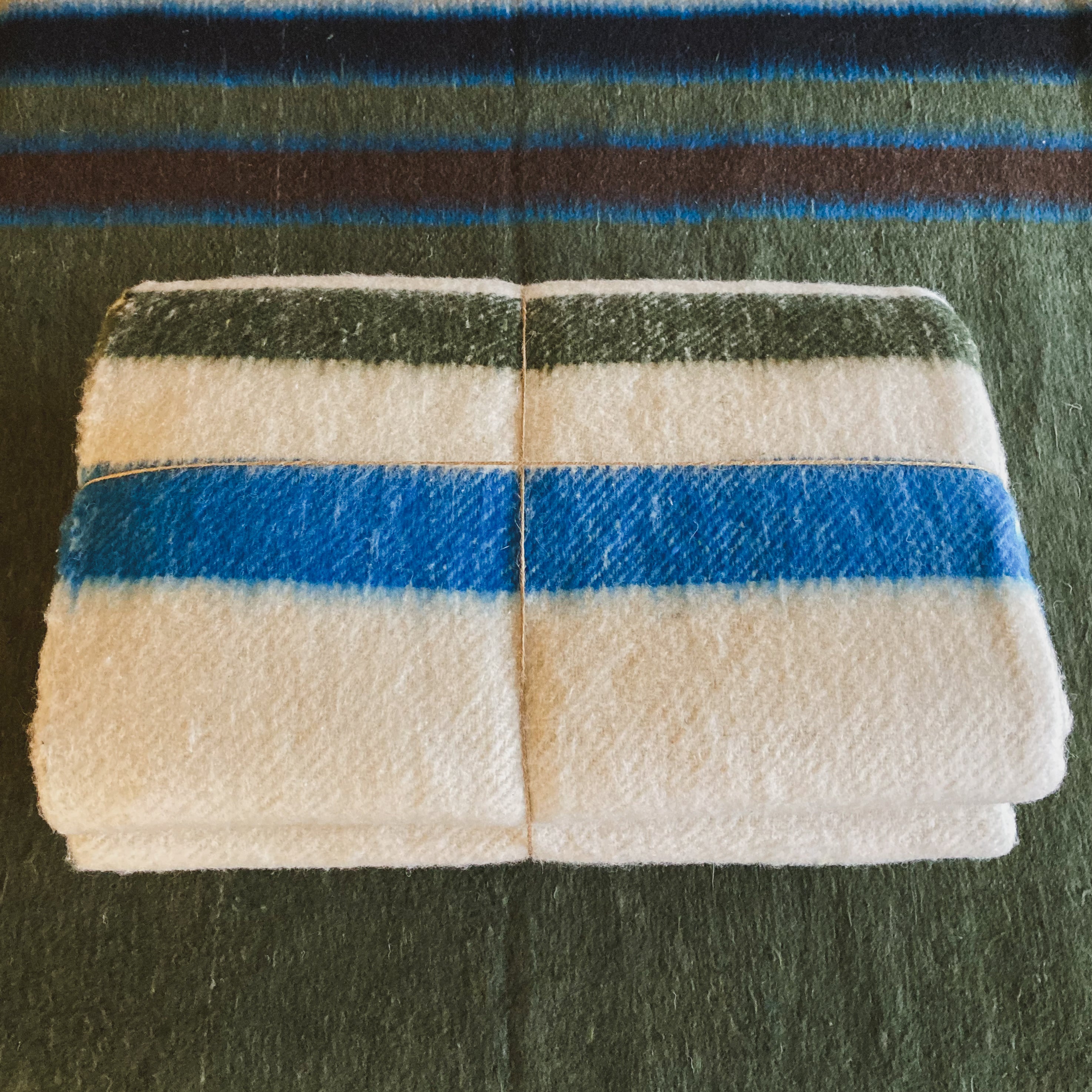 Off White Brushed Wool Handwoven Blanket with Tailored Edge
