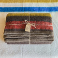 Dark Brown Brushed Wool Handwoven Blanket with Tailored Edge