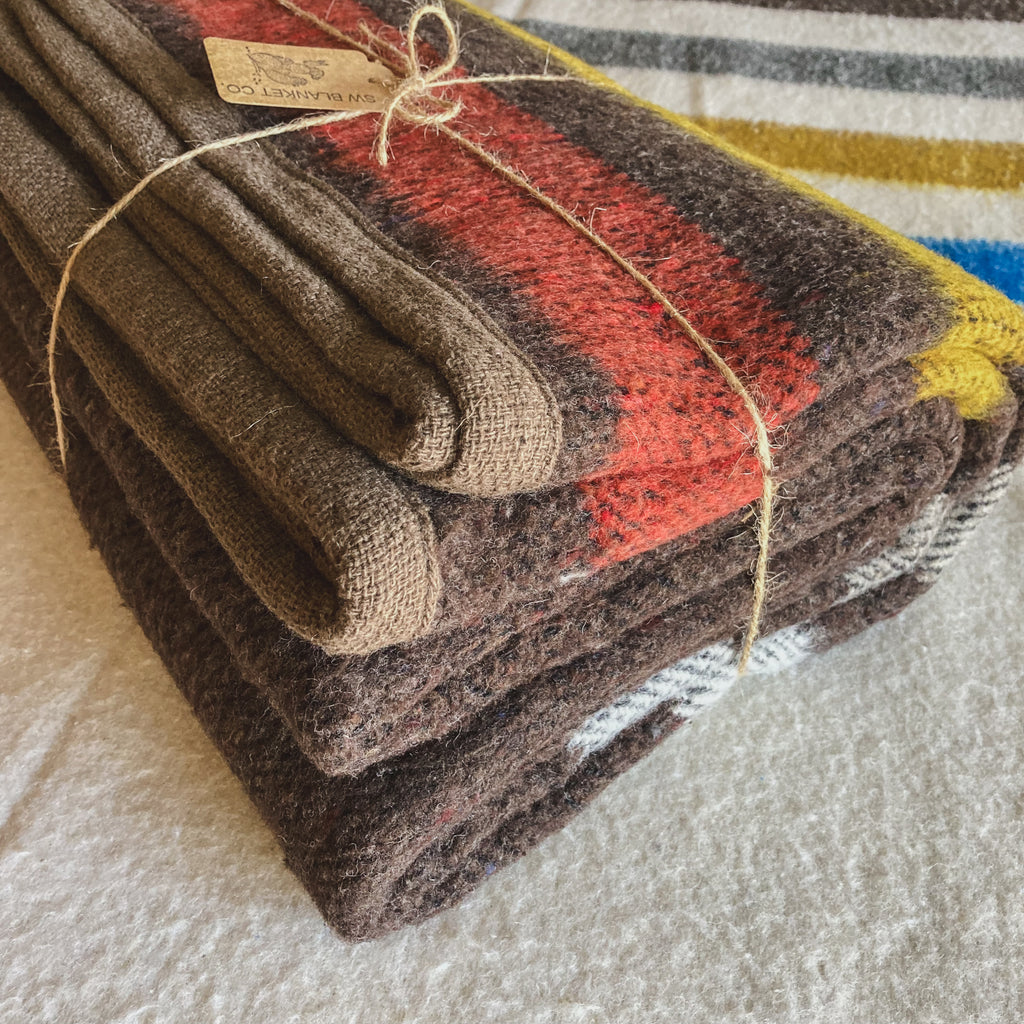 Dark Brown Brushed Wool Handwoven Blanket with Tailored Edge