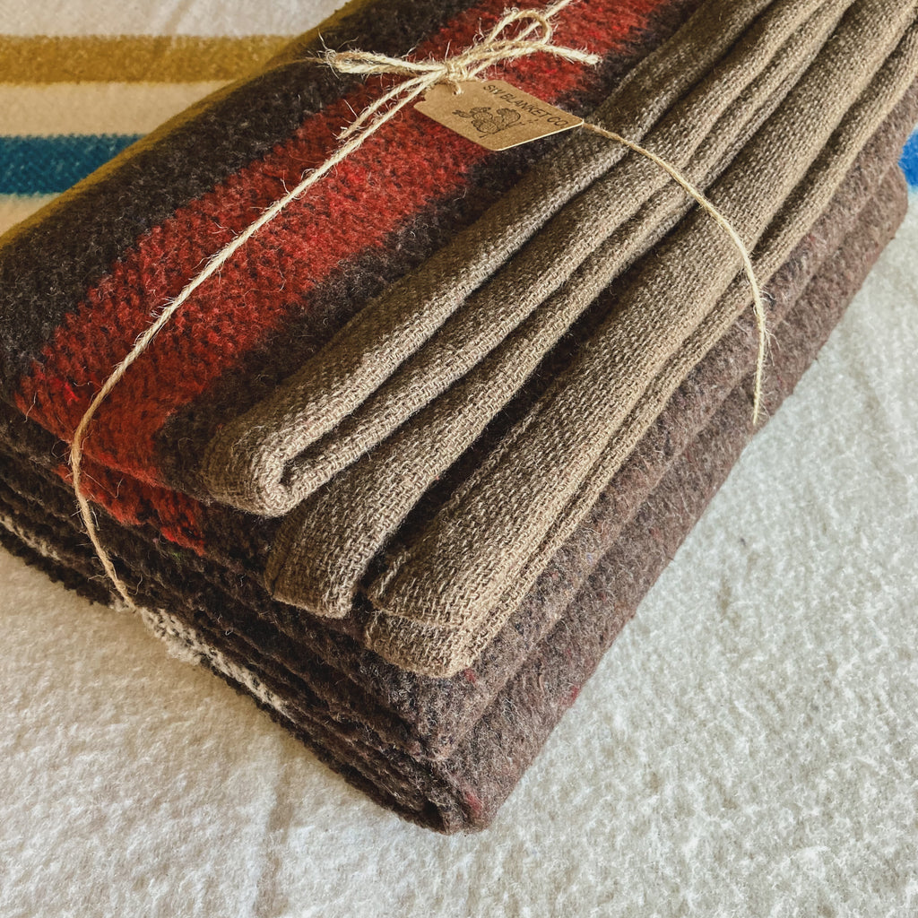 Dark Brown Brushed Wool Handwoven Blanket with Tailored Edge