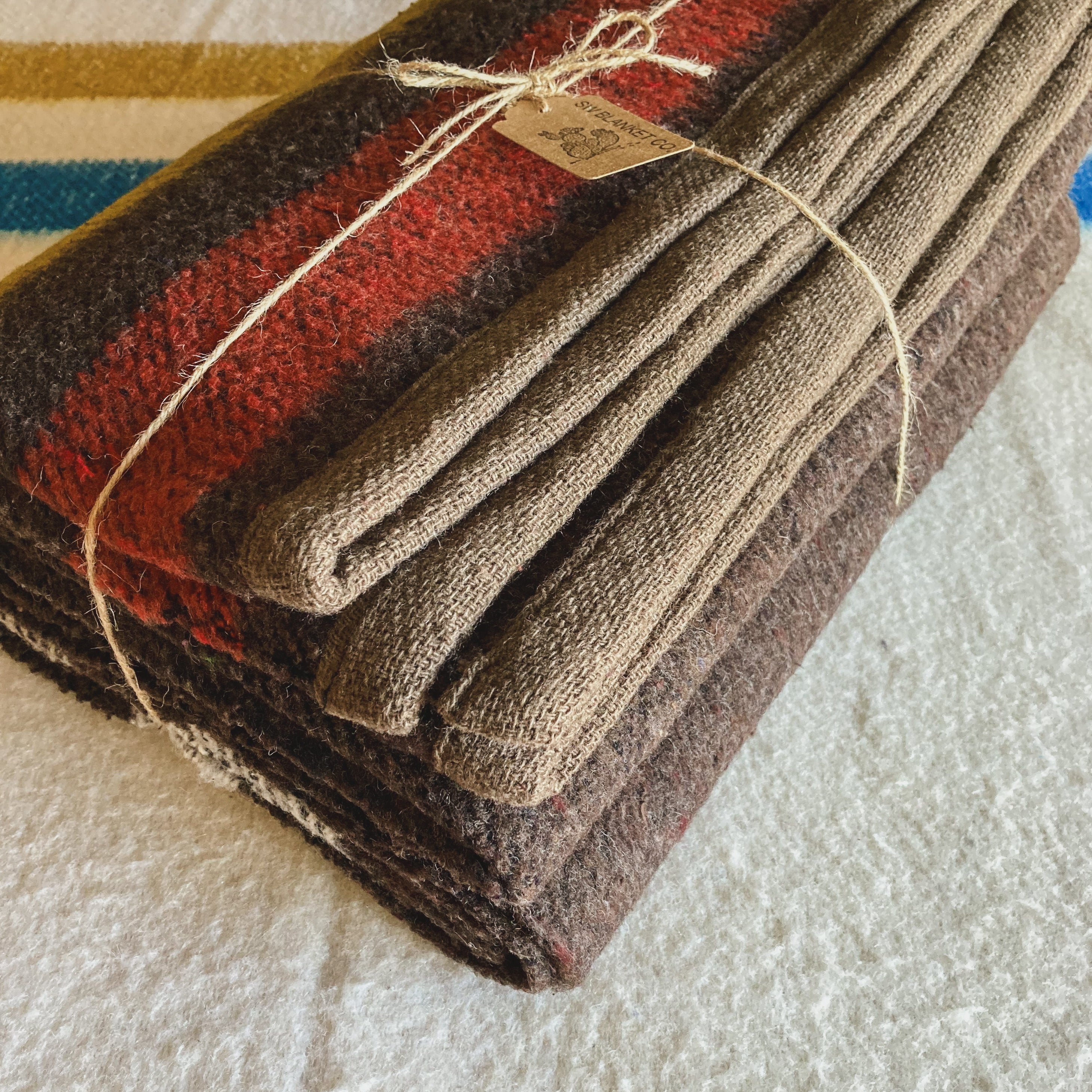 Dark Brown Brushed Wool Handwoven Blanket with Tailored Edge