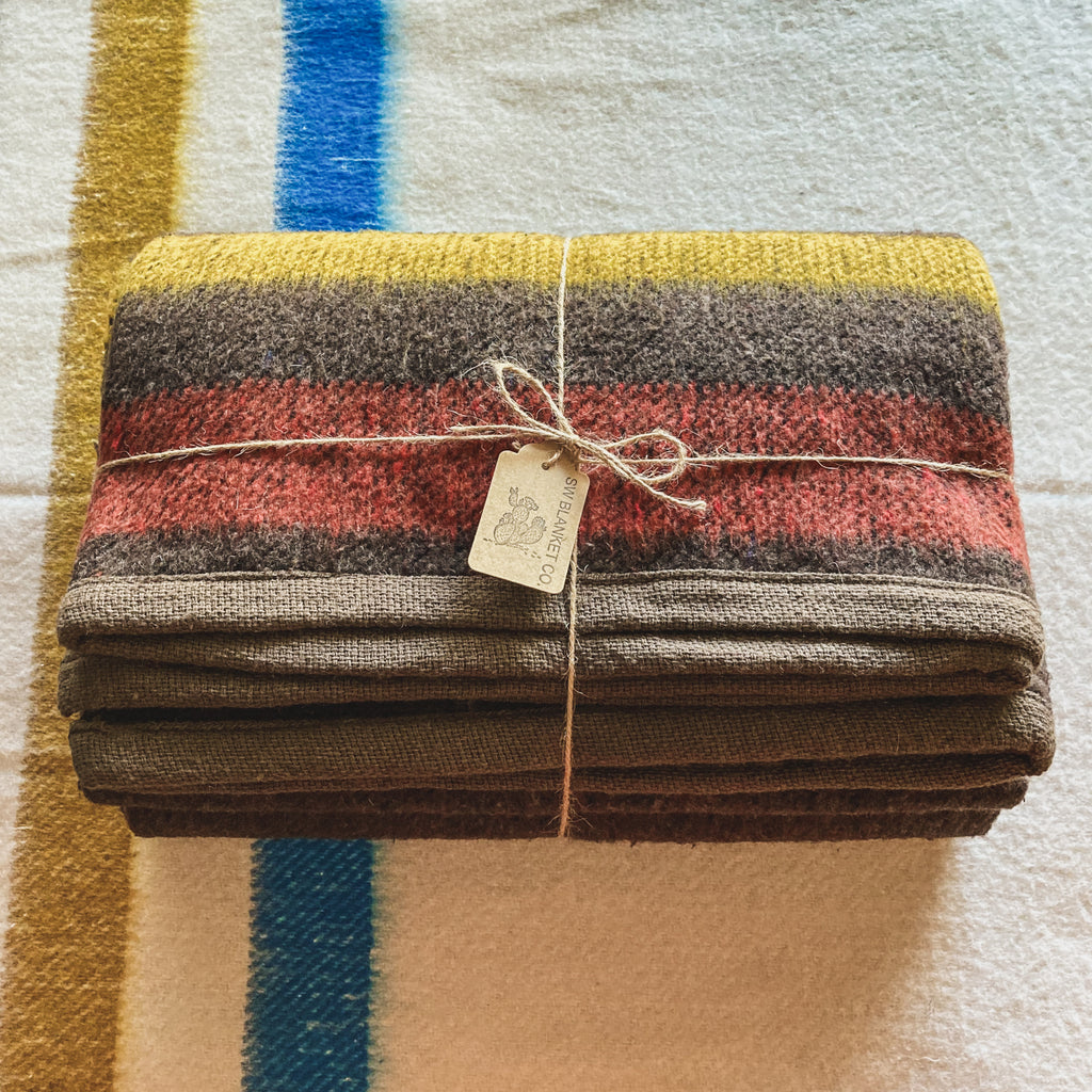Dark Brown Brushed Wool Handwoven Blanket with Tailored Edge