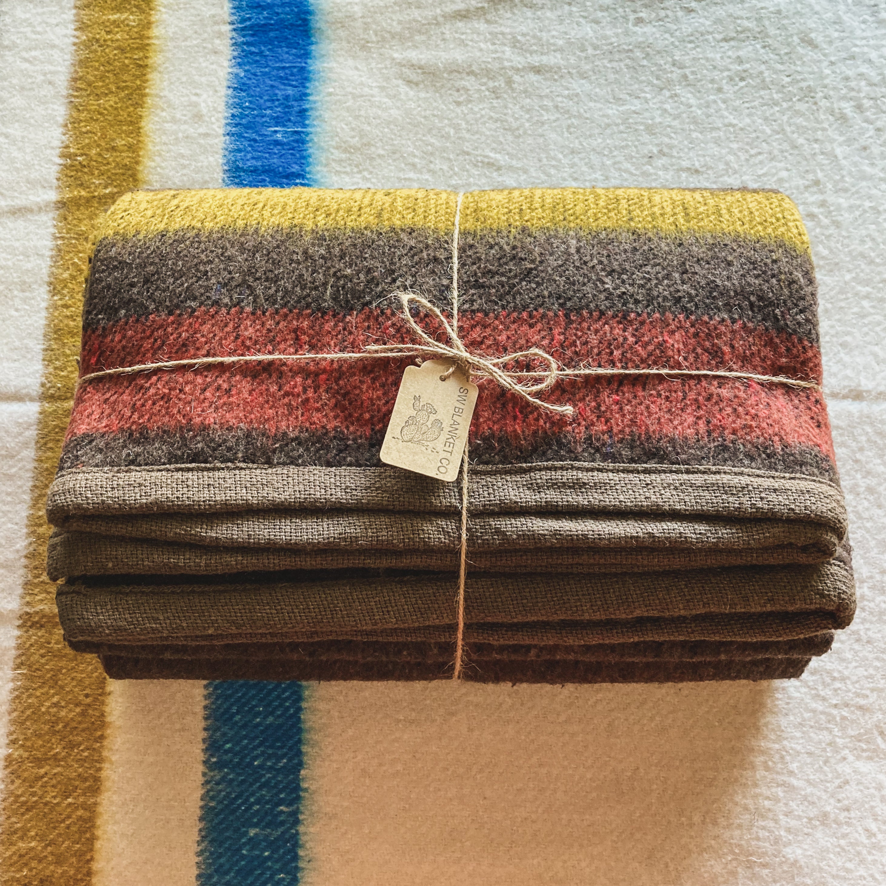 Dark Brown Brushed Wool Handwoven Blanket with Tailored Edge