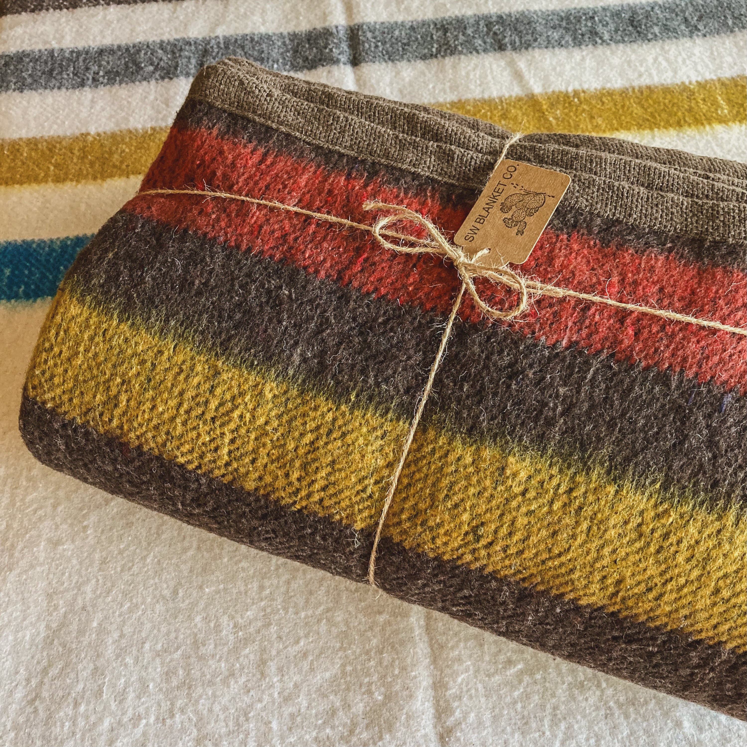 Dark Brown Brushed Wool Handwoven Blanket with Tailored Edge