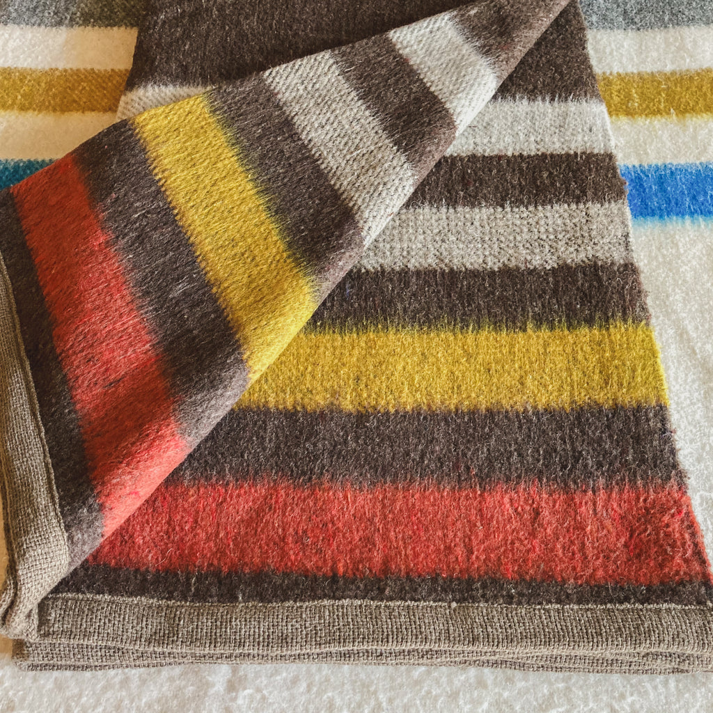 Dark Brown Brushed Wool Handwoven Blanket with Tailored Edge