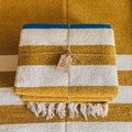 Gold Traditional Handwoven Wool Blanket with White Tassels
