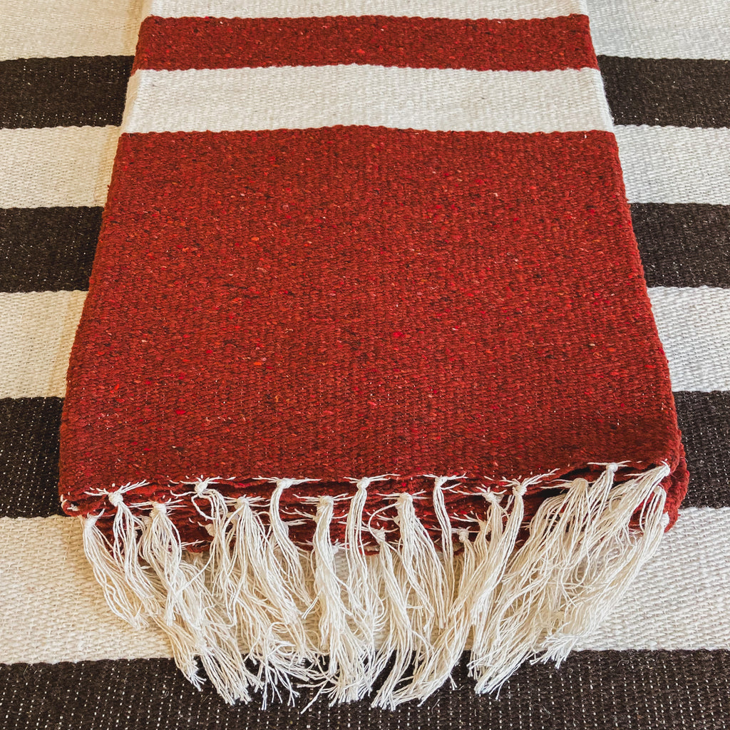 The Sedona Sunset Wool Blanket – Rustic Red & White