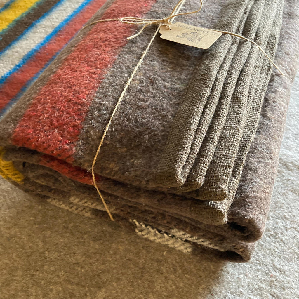Brown Brushed Wool Handwoven Blanket with Tailored Edge